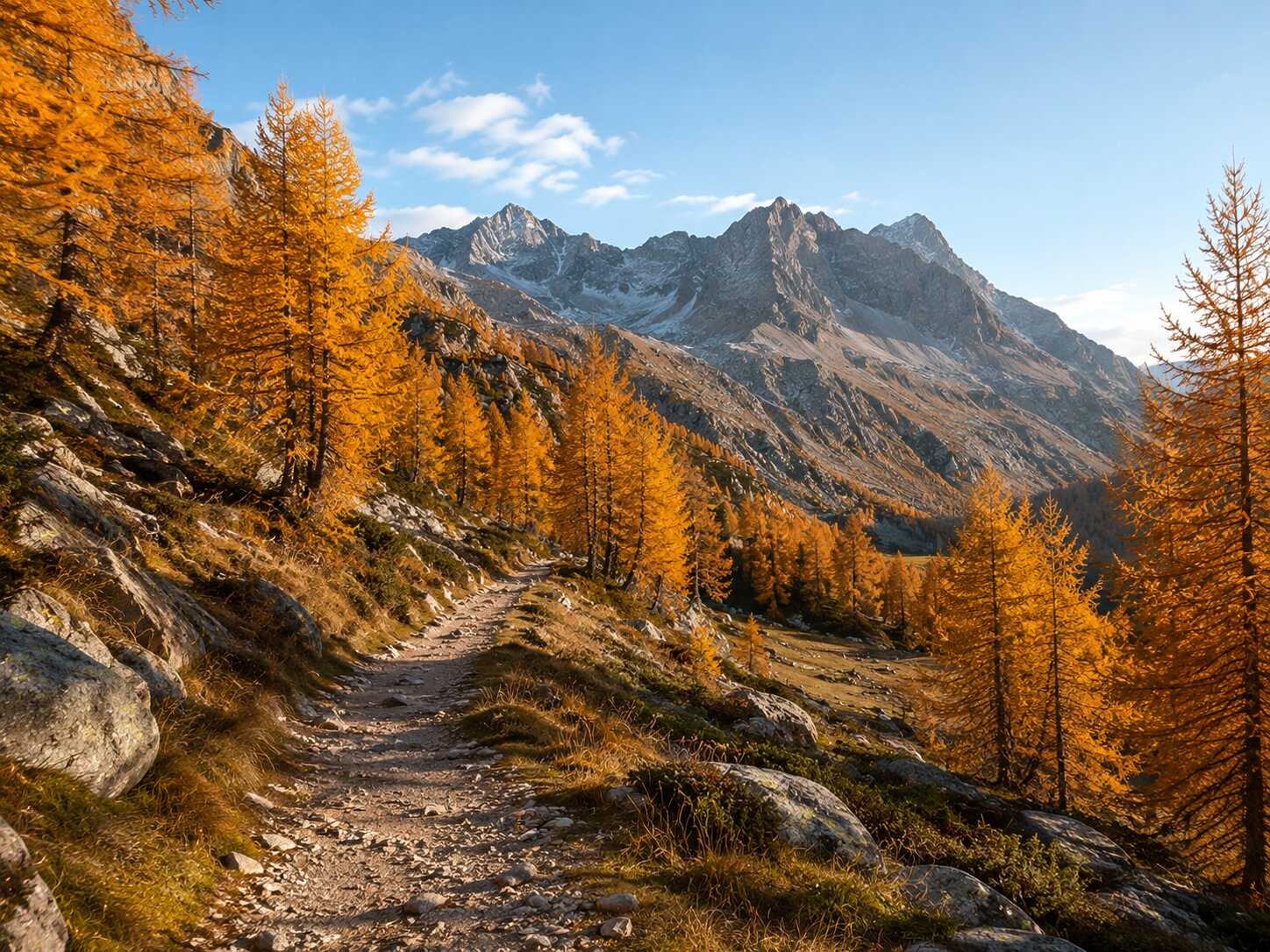 Paesaggio alpino con rocce e vegetazione montana